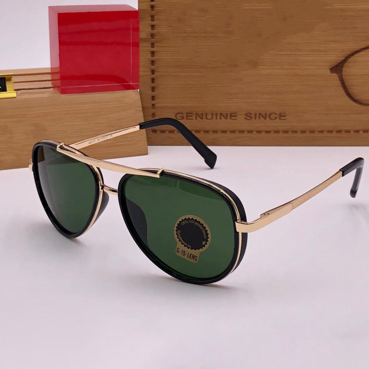 Frogurist 4414 Aviator Sunglasses (SUN-RN-4414-GRN1GLD-M) SWASTIK CREATIONS The Trend Point