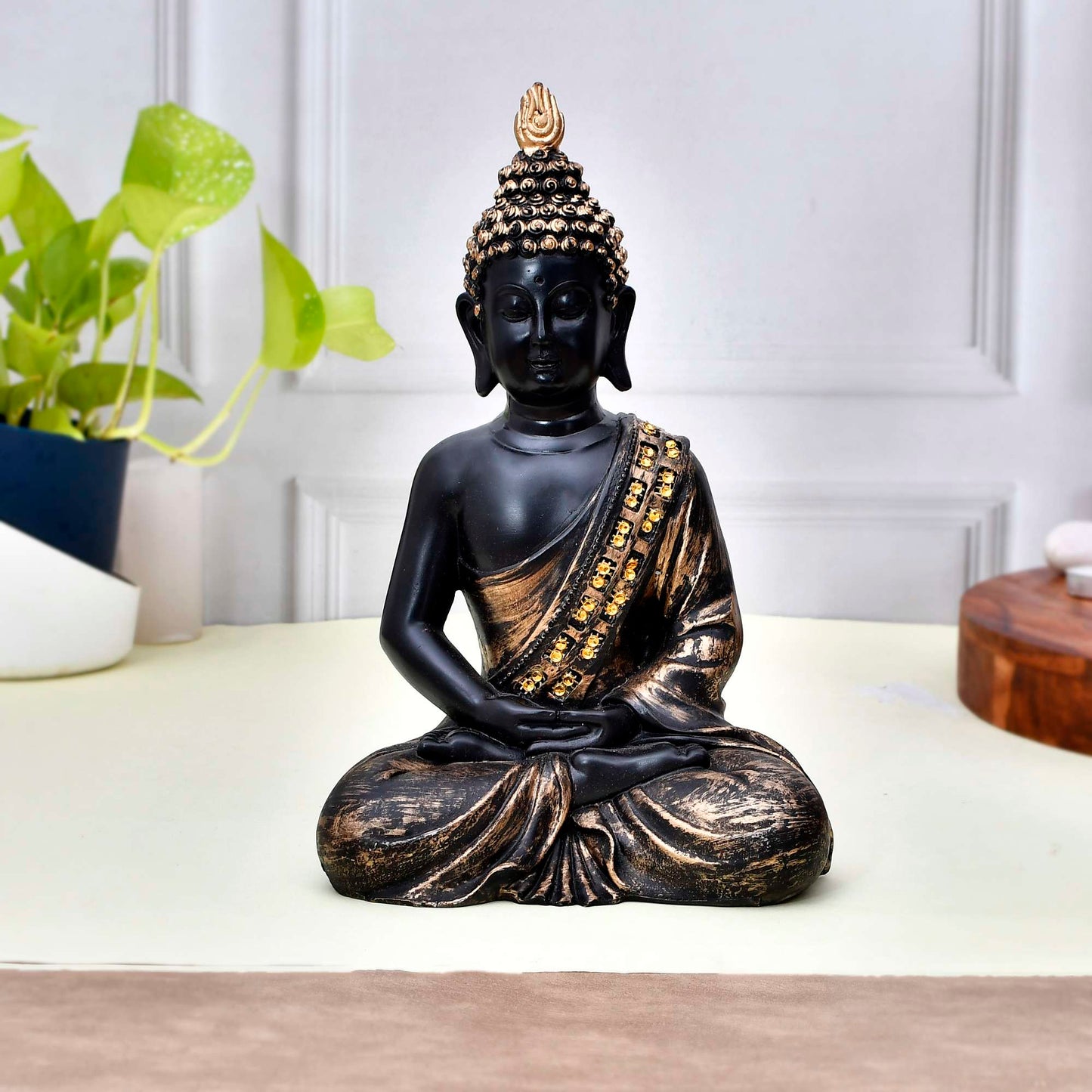 Swastik Trend Point Polyresin Sitting Buddha Idol Statue Showpiece for Homedecor Decoration Gift Gifting Items SWASTIK CREATIONS The Trend Point