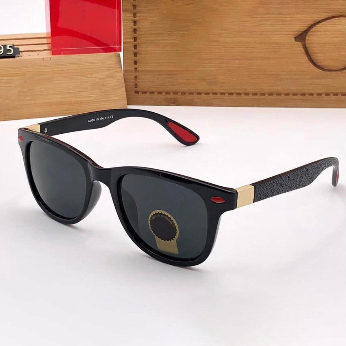 Black VENOM Square Sunglasses (SUN-RN-4195-BLK1GLD-M)