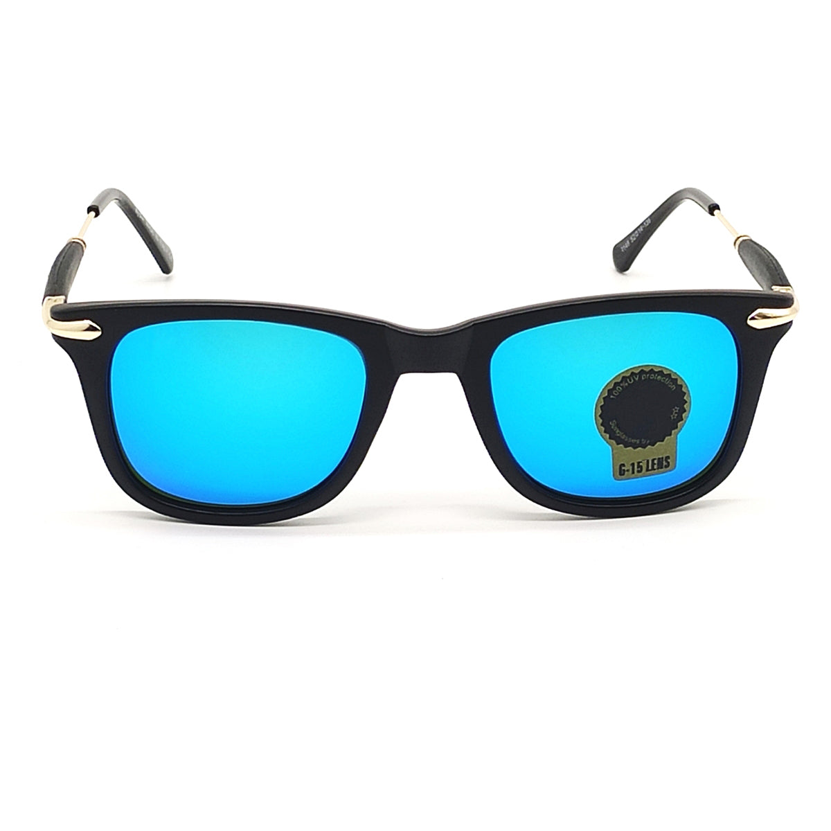 Aqua Blue Enigte Square Sunglasses (SUN-RN-2148-AQB3GLD-M) SWASTIK CREATIONS The Trend Point