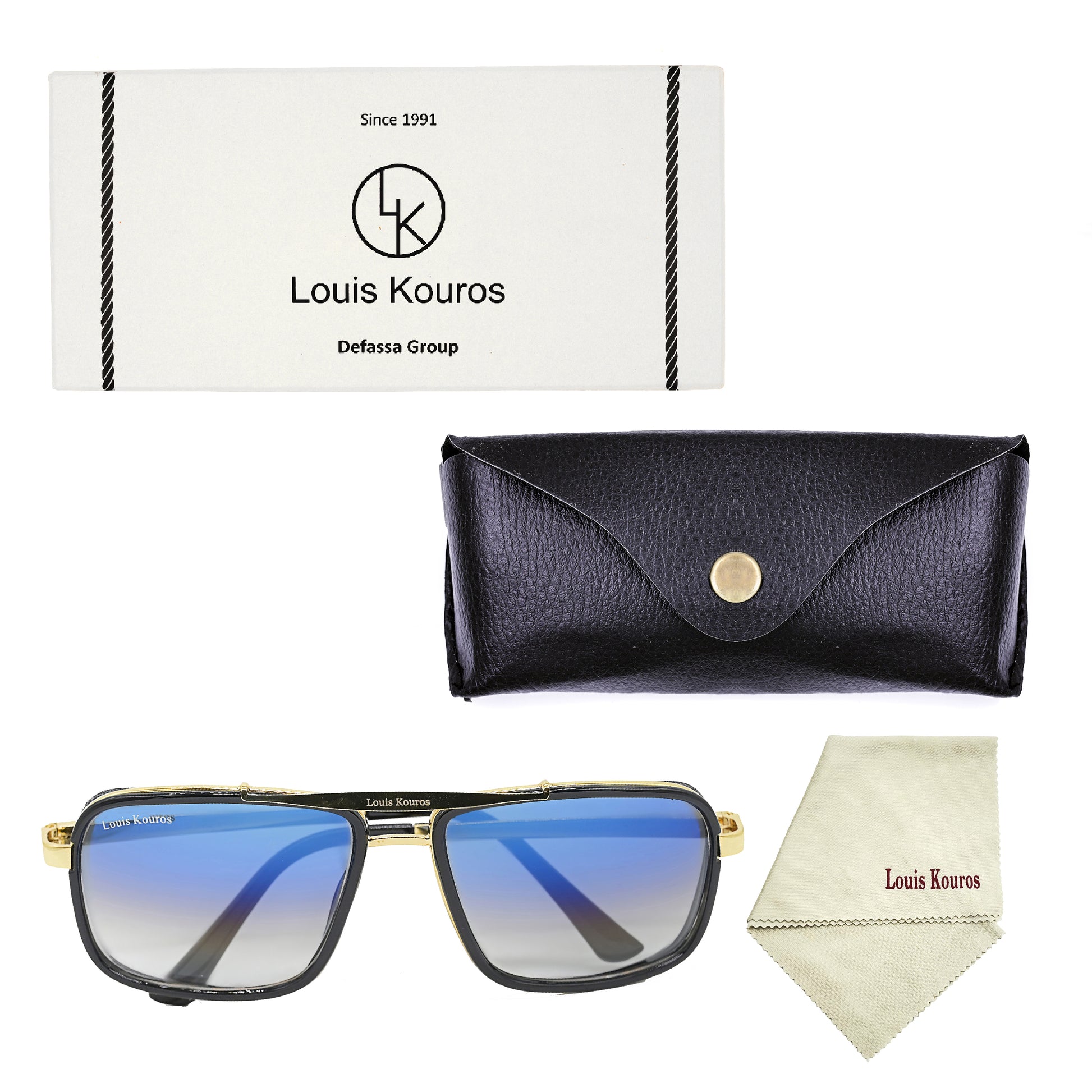 Blue Cayenne Square Sunglasses (SUN-LK-4413-BLU2GLD-M)