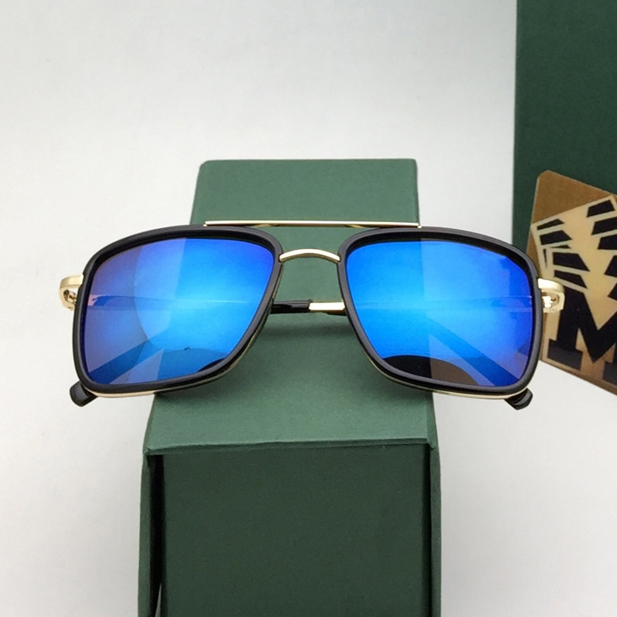 Blue HUMBLEE Square Sunglasses (SUN-LC-0652-BLU3GLD-LARGE) - SWASTIK CREATIONS The Trend Point SWASTIK CREATIONS The Trend Point