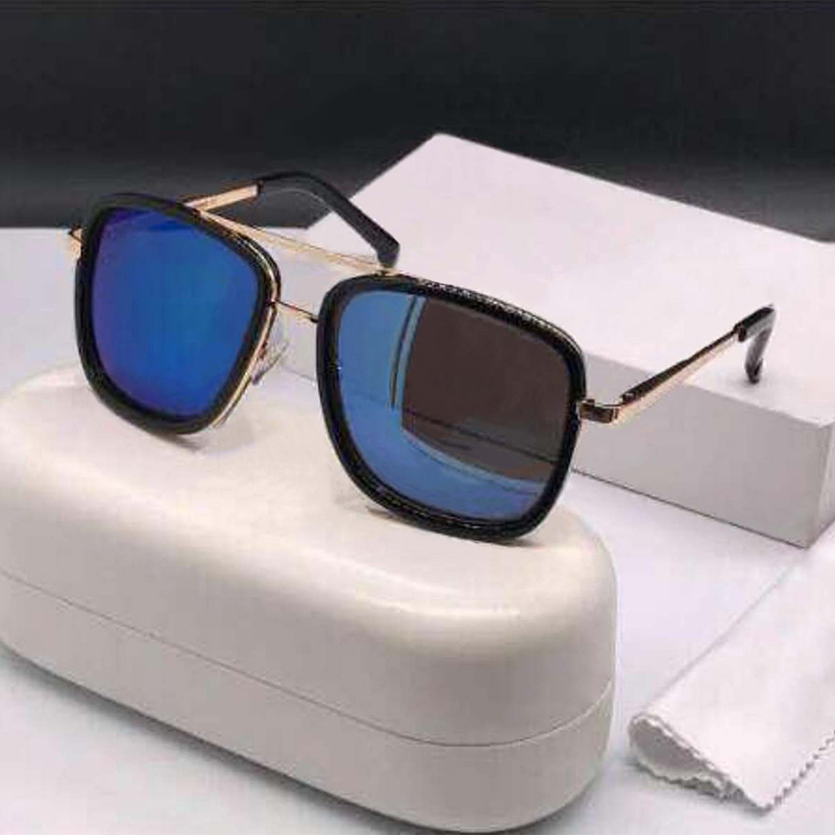 Blue HUMBLEE Square Sunglasses (SUN-LC-0652-BLU3GLD-LARGE) - SWASTIK CREATIONS The Trend Point SWASTIK CREATIONS The Trend Point