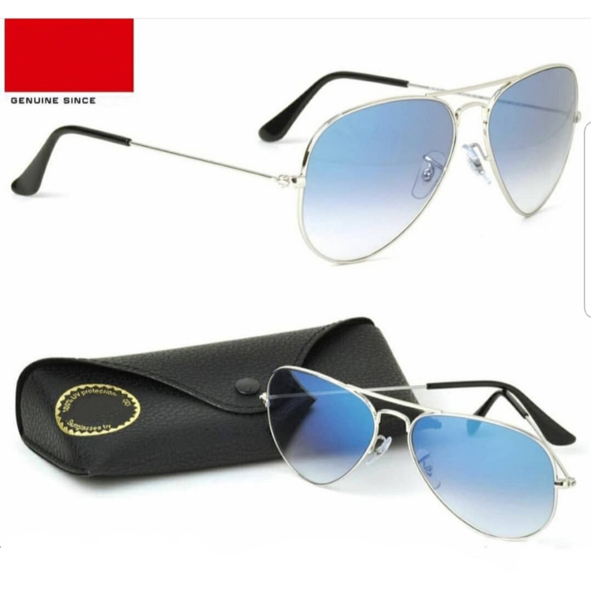 Purosangue 3026 Aviator Sunglasses (SUN-RN-3026-BLU2SIL-M) SWASTIK CREATIONS The Trend Point