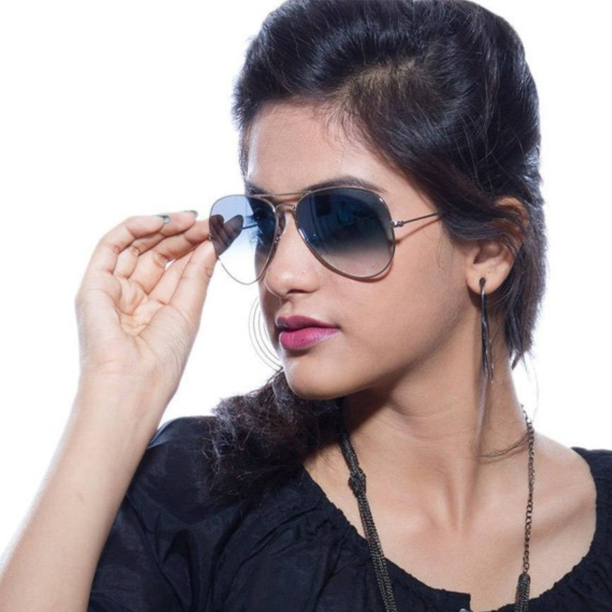 Purosangue 3026 Aviator Sunglasses (SUN-RN-3026-BLU2SIL-M) SWASTIK CREATIONS The Trend Point