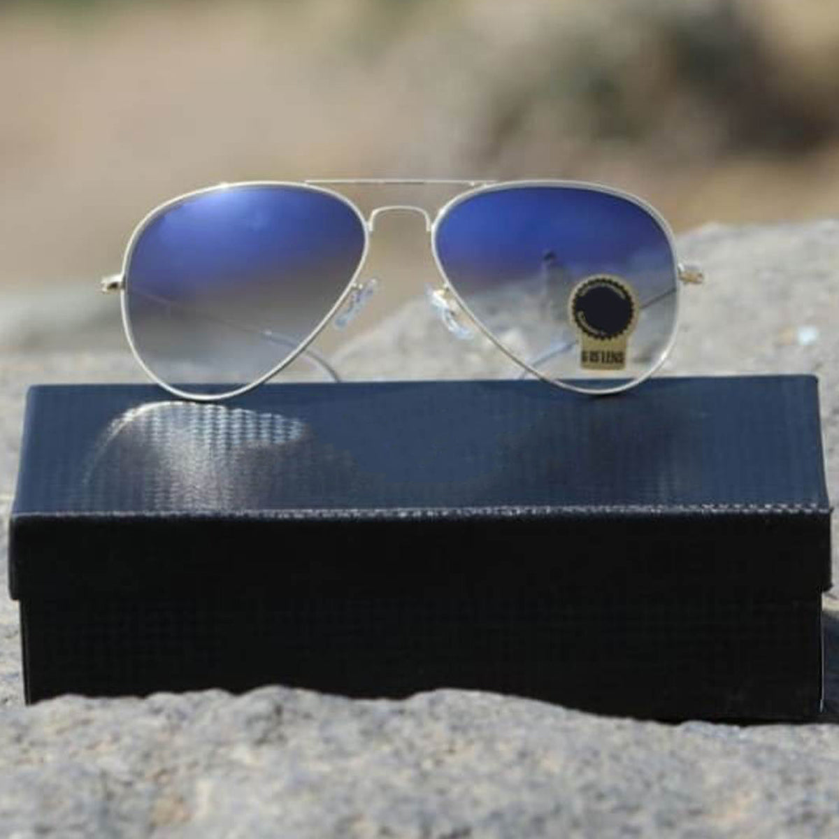 Purosangue 3026 Aviator Sunglasses (SUN-RN-3026-BLU2SIL-M) SWASTIK CREATIONS The Trend Point