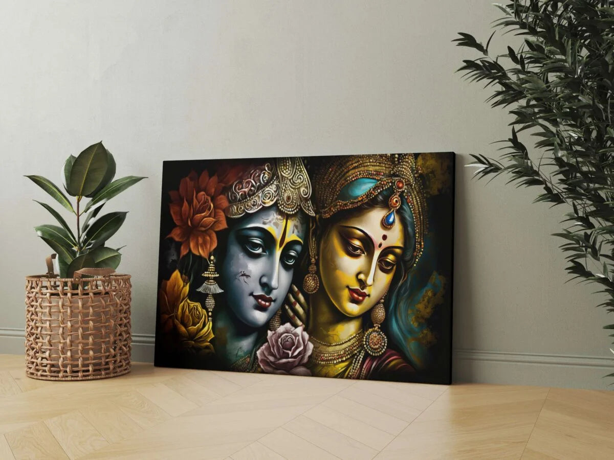 CH-RK-LDP4 Radha Krishna Canvas Paintings For Wall Decoration For Living Room Bedroom Home Office & Hotels SWASTIK CREATIONS The Trend Point