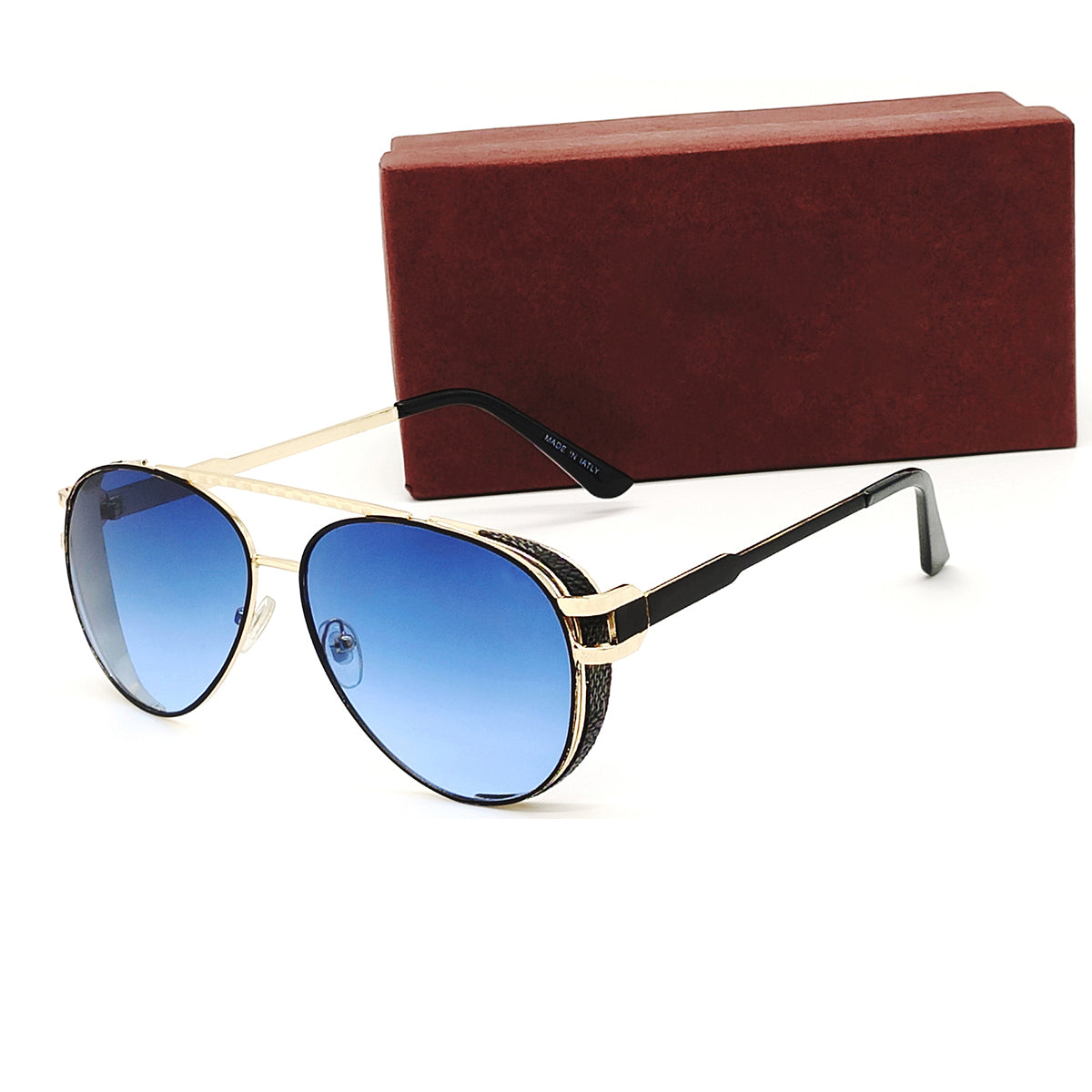 Blue Firenze Aviator Sunglasses (SUN-LV-7039-BLU2GLD) SWASTIK CREATIONS The Trend Point