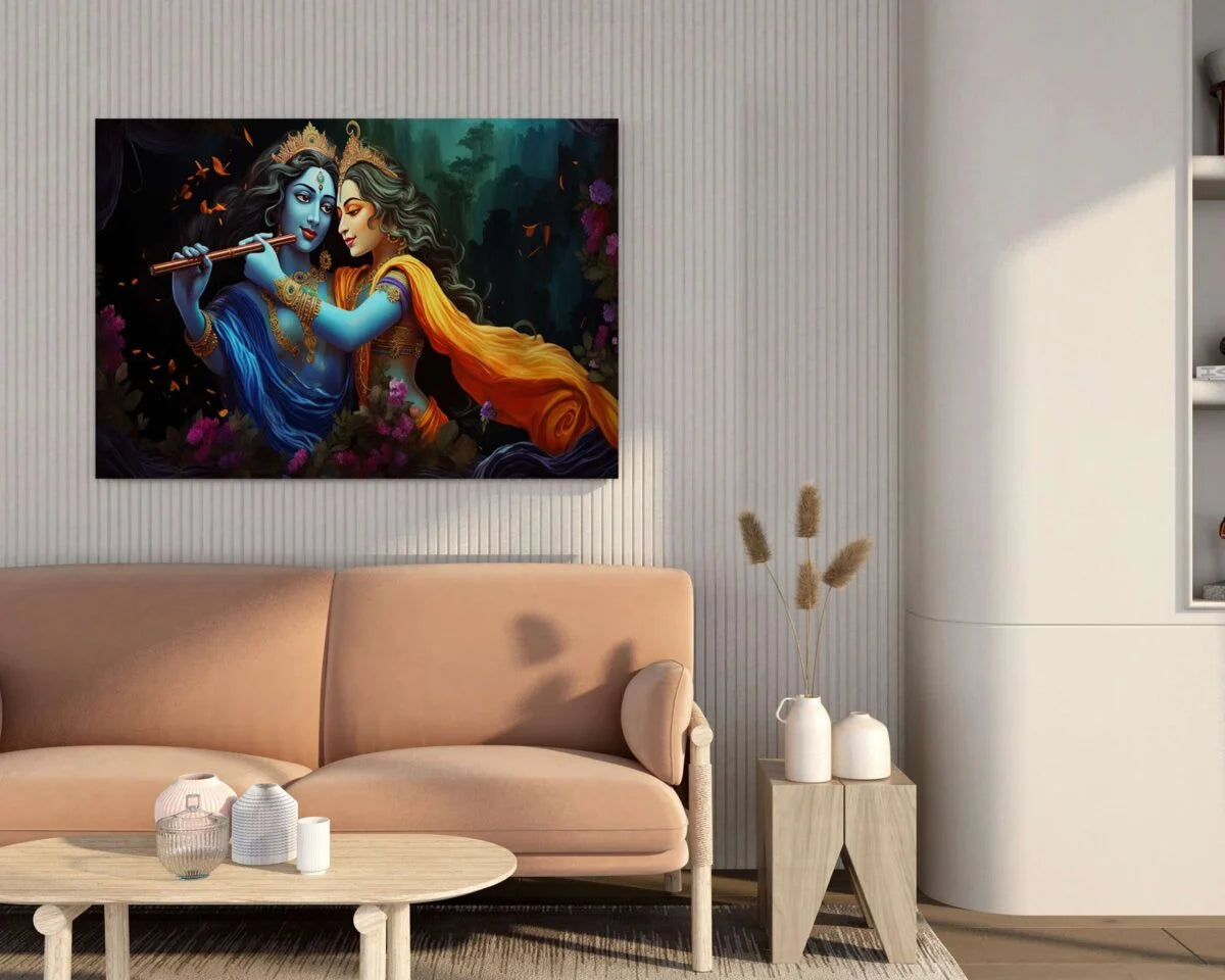 CH-RK-LDP12 Radha Krishna Canvas Paintings For Wall Decoration For Living Room Bedroom Home Office & Hotels SWASTIK CREATIONS The Trend Point