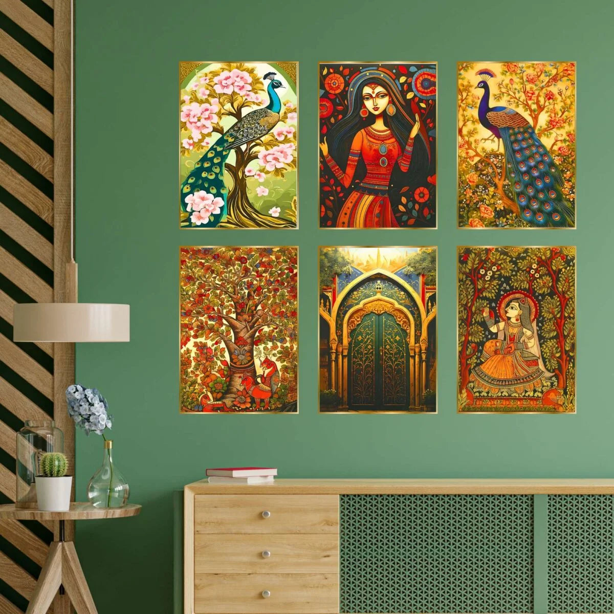 CH-GD6-2 Set of Six Wall Paintings for Wall Decoration Golden Framed Wall Paintings for Living Room & Bedroom Wall Art for Home Decoration & Office Wall Décor SWASTIK CREATIONS The Trend Point