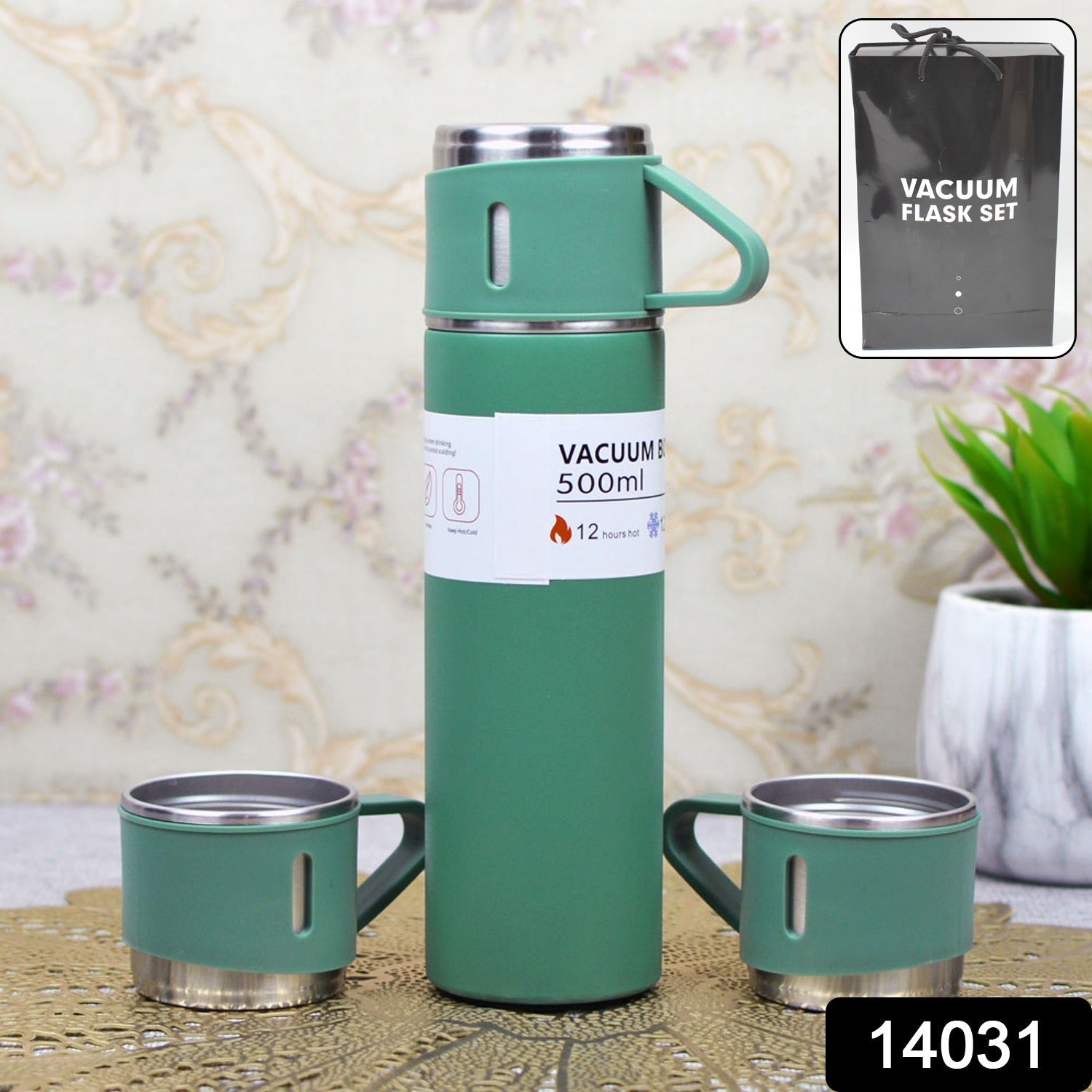 Vacuum Insulated Flask Set with 3 Cups (1 Pc / 500ml)