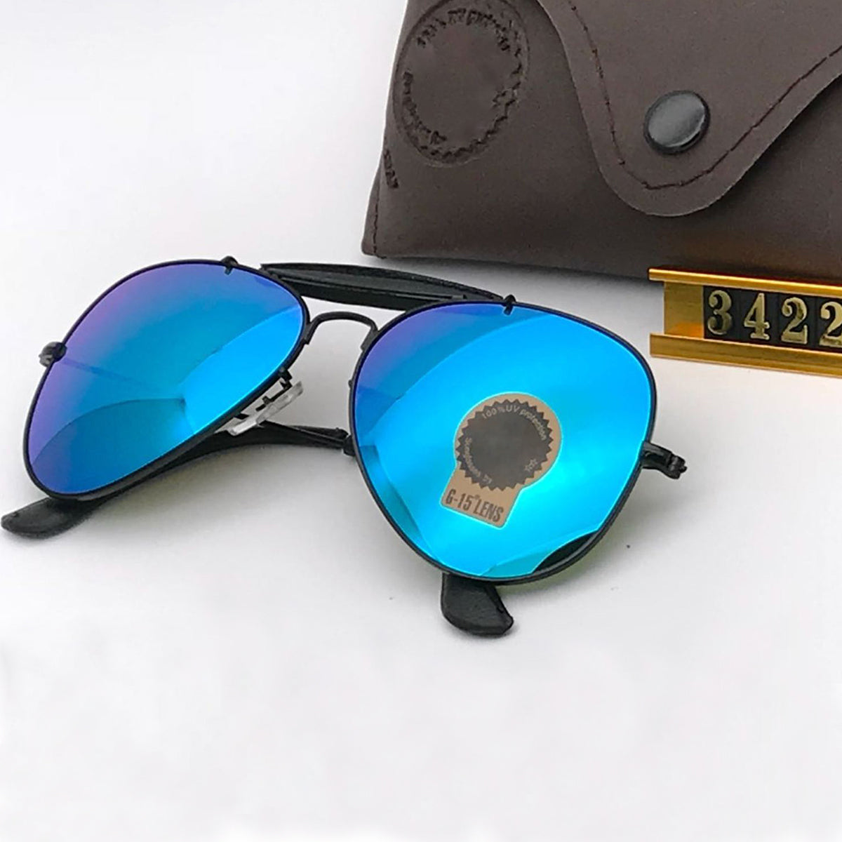 Aqua Blue Novaper Aviator Sunglasses (SUN-RN-3422-AQB3BLK-M) SWASTIK CREATIONS The Trend Point