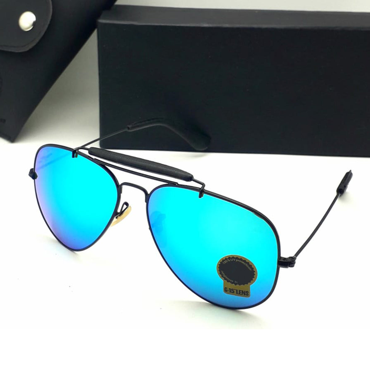 Aqua Blue Novaper Aviator Sunglasses (SUN-RN-3422-AQB3BLK-M) SWASTIK CREATIONS The Trend Point