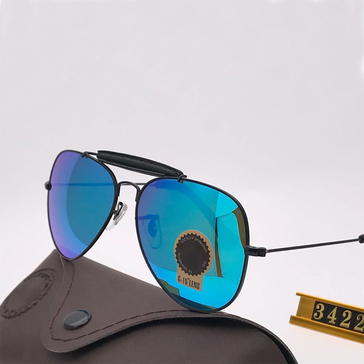 Aqua Blue Novaper Aviator Sunglasses (SUN-RN-3422-AQB3BLK-M) SWASTIK CREATIONS The Trend Point