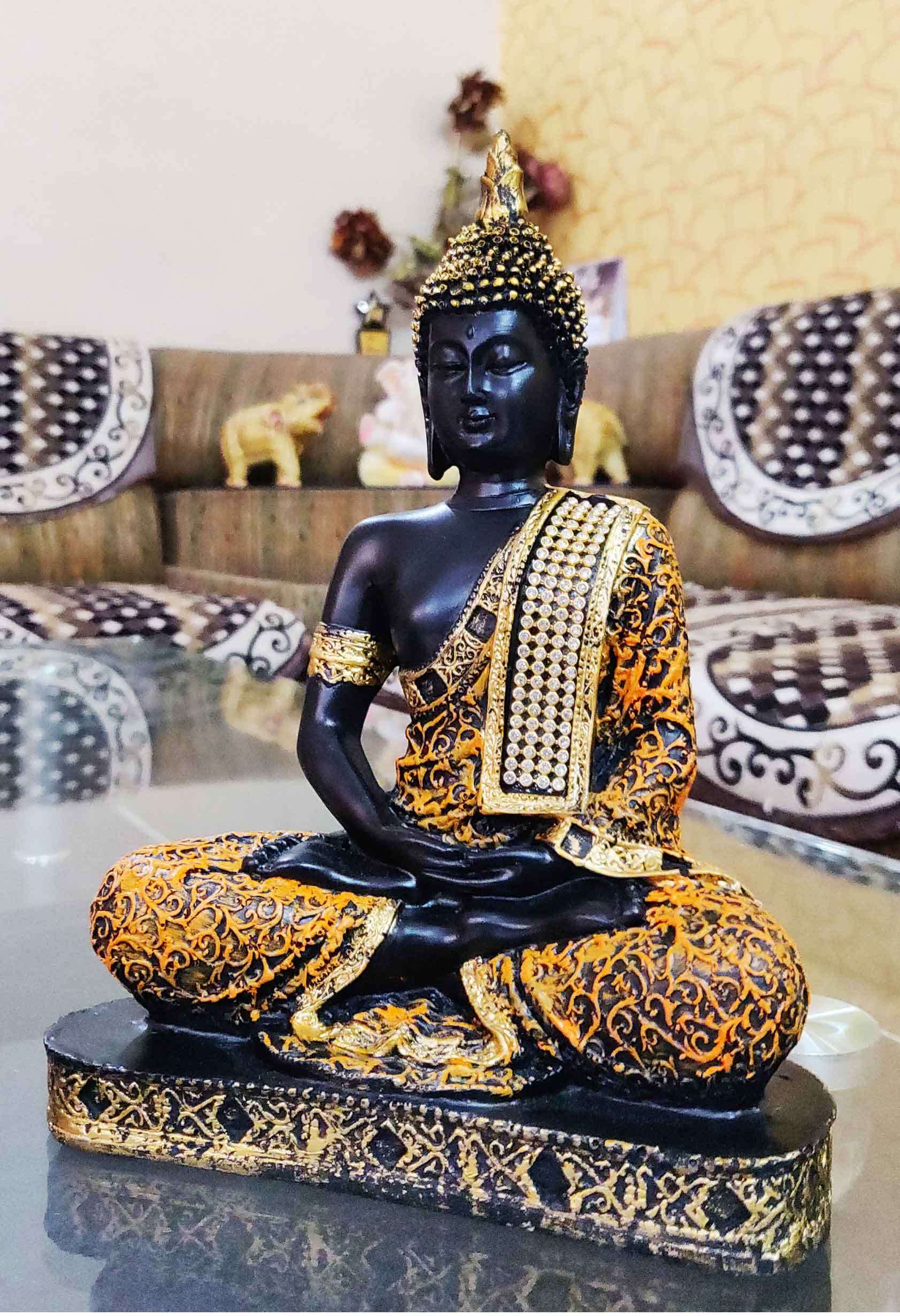 Swastik Trend Point Beautiful Sitting Buddha Idol Statue for Home & Garden Living Room | Healing Spirit Blessing Buddha Statue 07 8cm*17cm*27cm