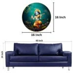 CH-RKR10 Krishna Wall Painting with Frame Sparkle Glossy Round Golden Framed Large Painting Office, Living Room, Bedroom, Home Decoration SWASTIK CREATIONS The Trend Point