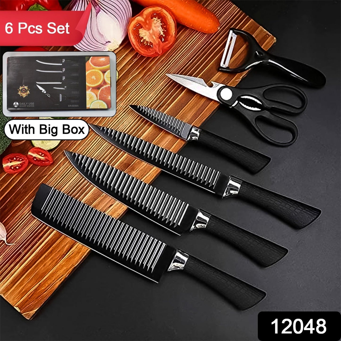 Stainless Steel Knife Set With Chef Peeler And Scissor (6 Pieces) SWASTIK CREATIONS The Trend Point