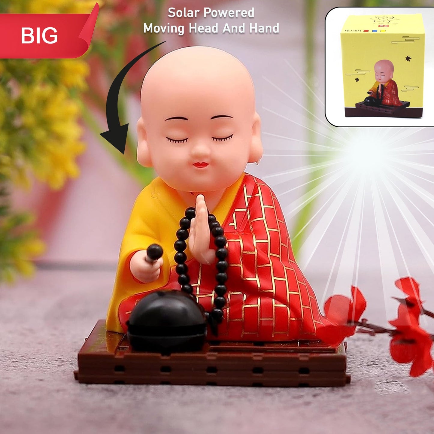 Solar Powered Sitting Buddha Statue,  Moving Head and Hand (1 Pc / Big) SWASTIK CREATIONS The Trend Point