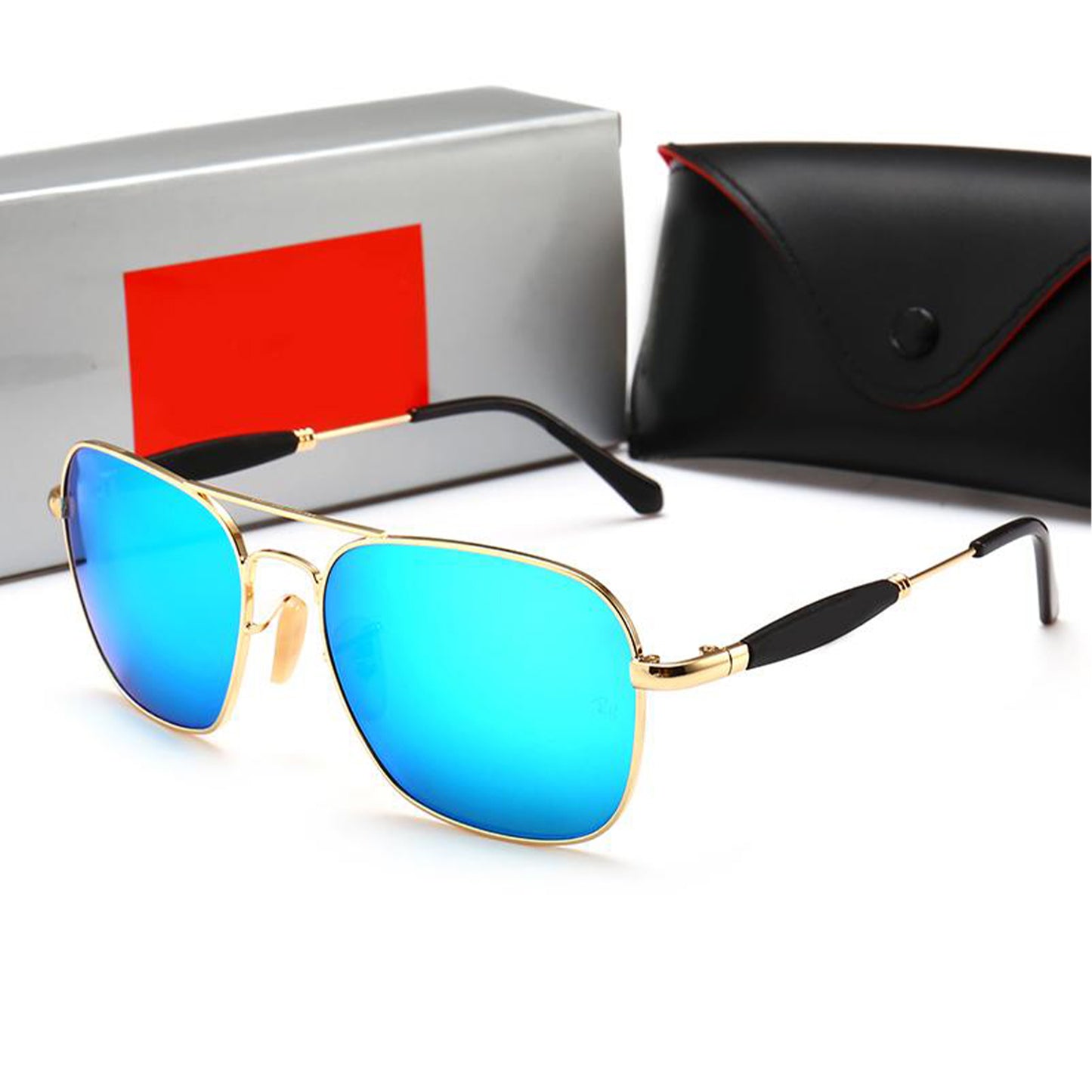 Blue Alicent Square Sunglasses (SUN-RN-1208-AQB3GLD-M) SWASTIK CREATIONS The Trend Point