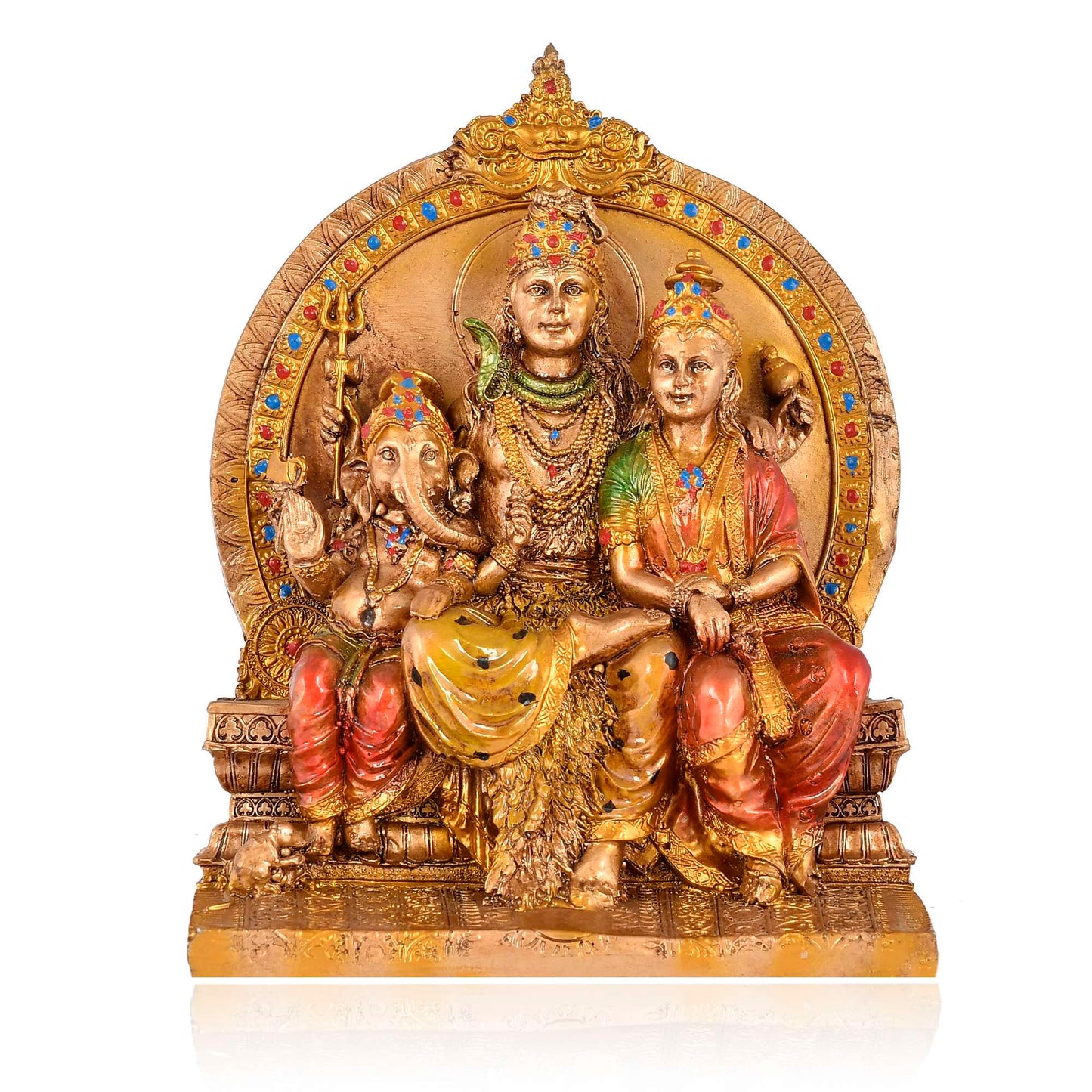 Swastik Trend Point hiva Family Idol | Shiva Parvati Statue | Goddess Parvati Idol, Shiva with Ganesha, Shiv Parivar, Ganesha for Altar, Copper Finish Resin SWASTIK CREATIONS The Trend Point