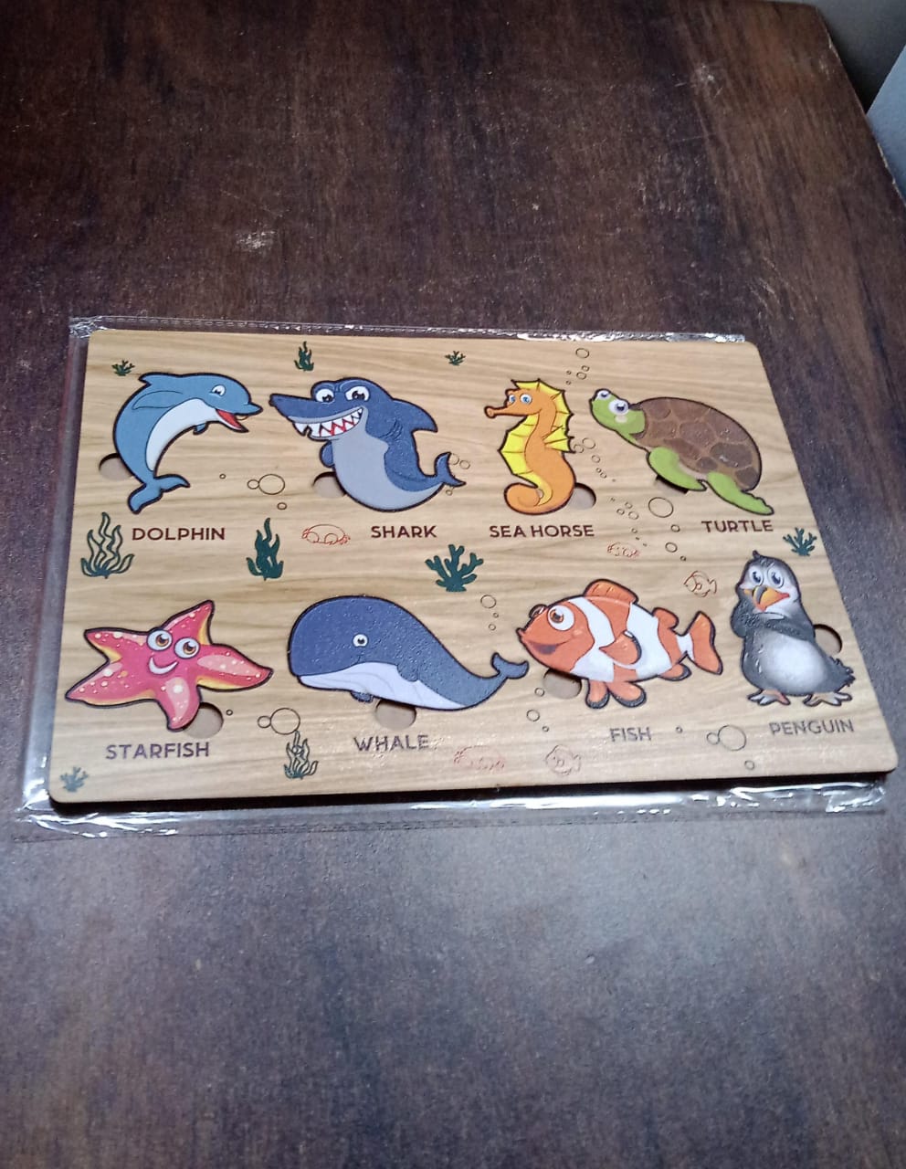 Seawater Animal Wooden Puzzle Learning Educational Board (1 Set) SWASTIK CREATIONS The Trend Point