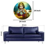 CH-RKR8 Baal Krishna Wall Painting with Frame Sparkle Glossy Round Golden Framed Large Painting Office, Living Room, Bedroom, Home Decoration SWASTIK CREATIONS The Trend Point