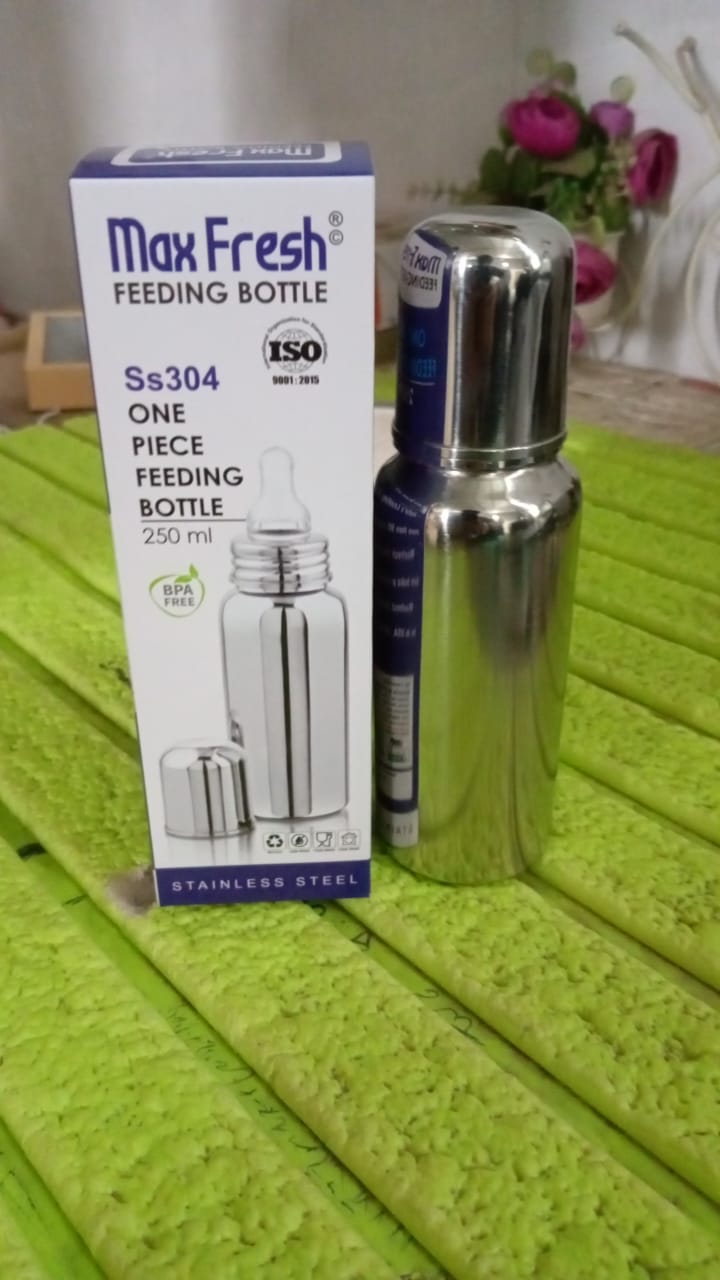 Stainless Steel Baby Feeding Bottle, Milk Feeding (250 ML) SWASTIK CREATIONS The Trend Point