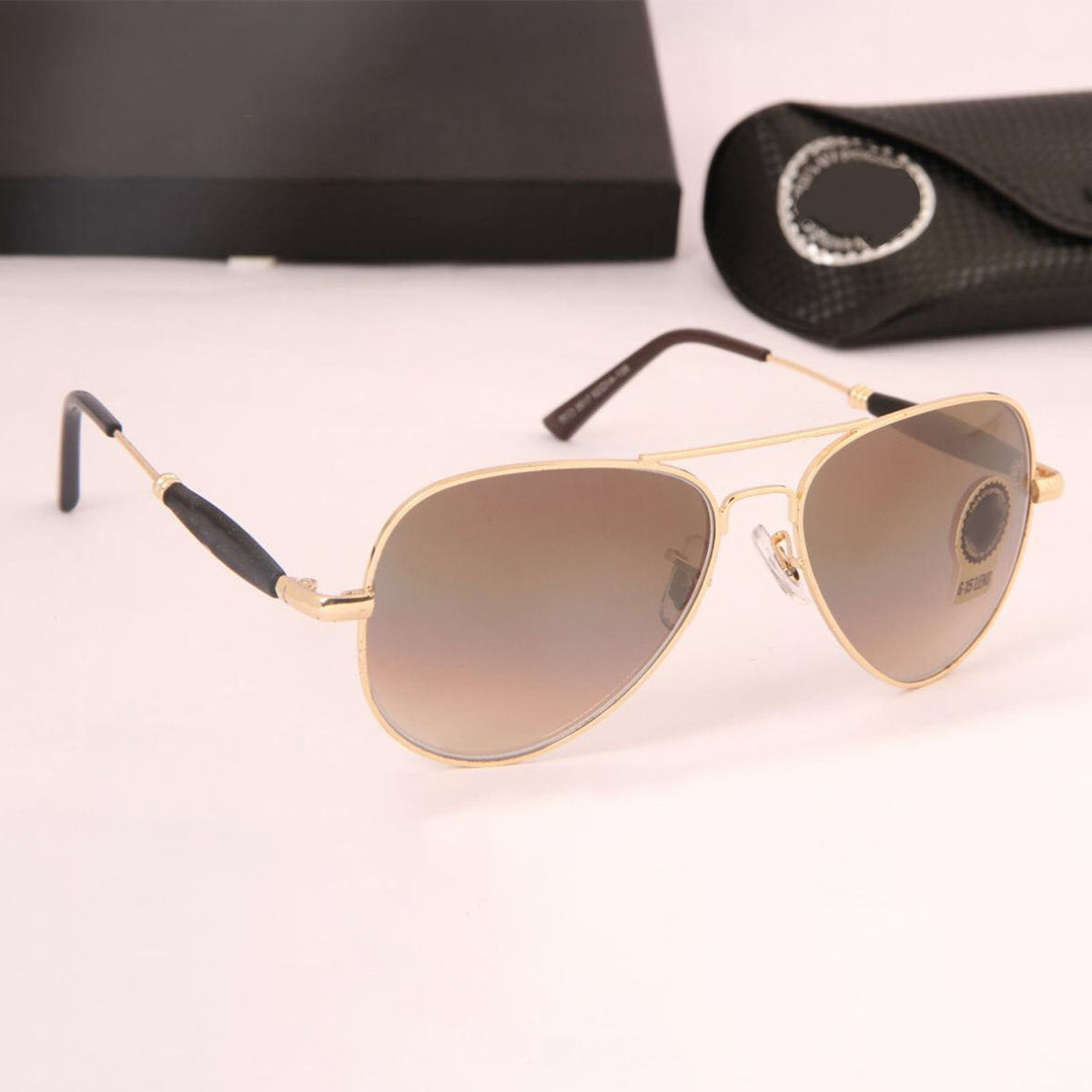 Brown Ancestral Aviator Sunglasses (SUN-RN-3517-BRN2GLD-M) SWASTIK CREATIONS The Trend Point