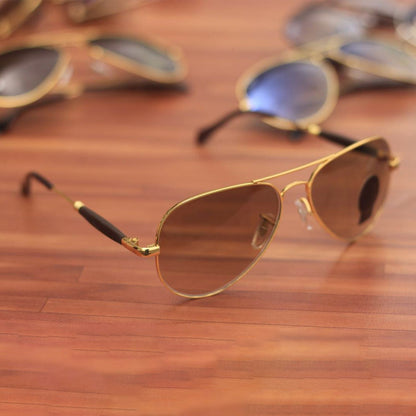 Brown Ancestral Aviator Sunglasses (SUN-RN-3517-BRN2GLD-M)