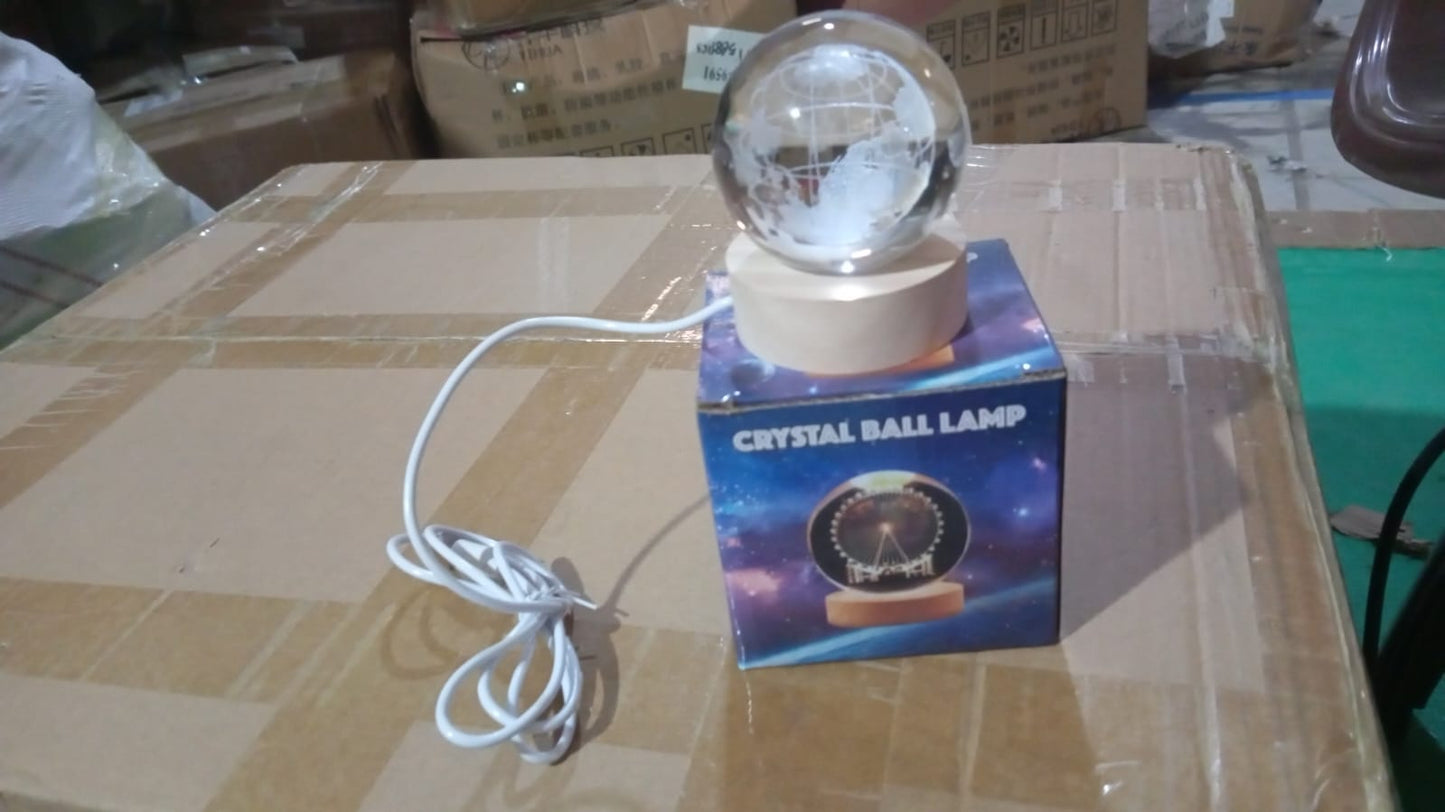 World 3D Crystal Ball lamps With Wood Base (1 Pc) SWASTIK CREATIONS The Trend Point