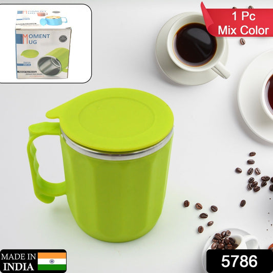 Stainless Steel Lid Cover Hot Coffee/Tea Mug Hot Insulated Double Wall Stainless Steel, Coffee and Milk Cup with Lid - Coffee Cup Approx 250 ML, 300 ML ( 1 Pc Mix Color) - SWASTIK CREATIONS The Trend Point