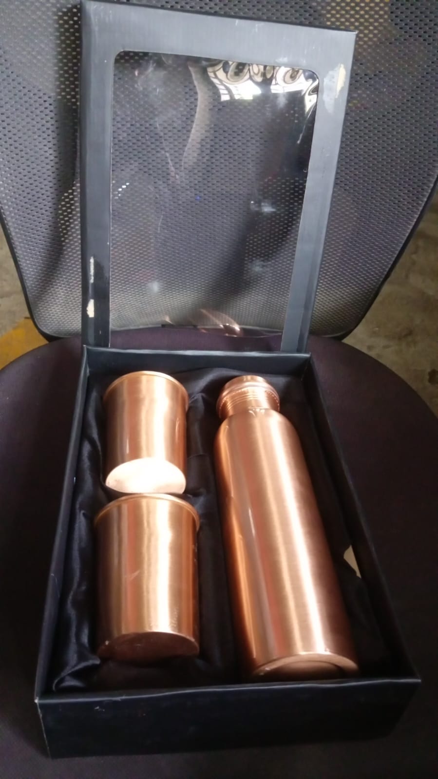 Copper Water Bottle 2 Glasses with Gift Box (3 Pcs Set) SWASTIK CREATIONS The Trend Point