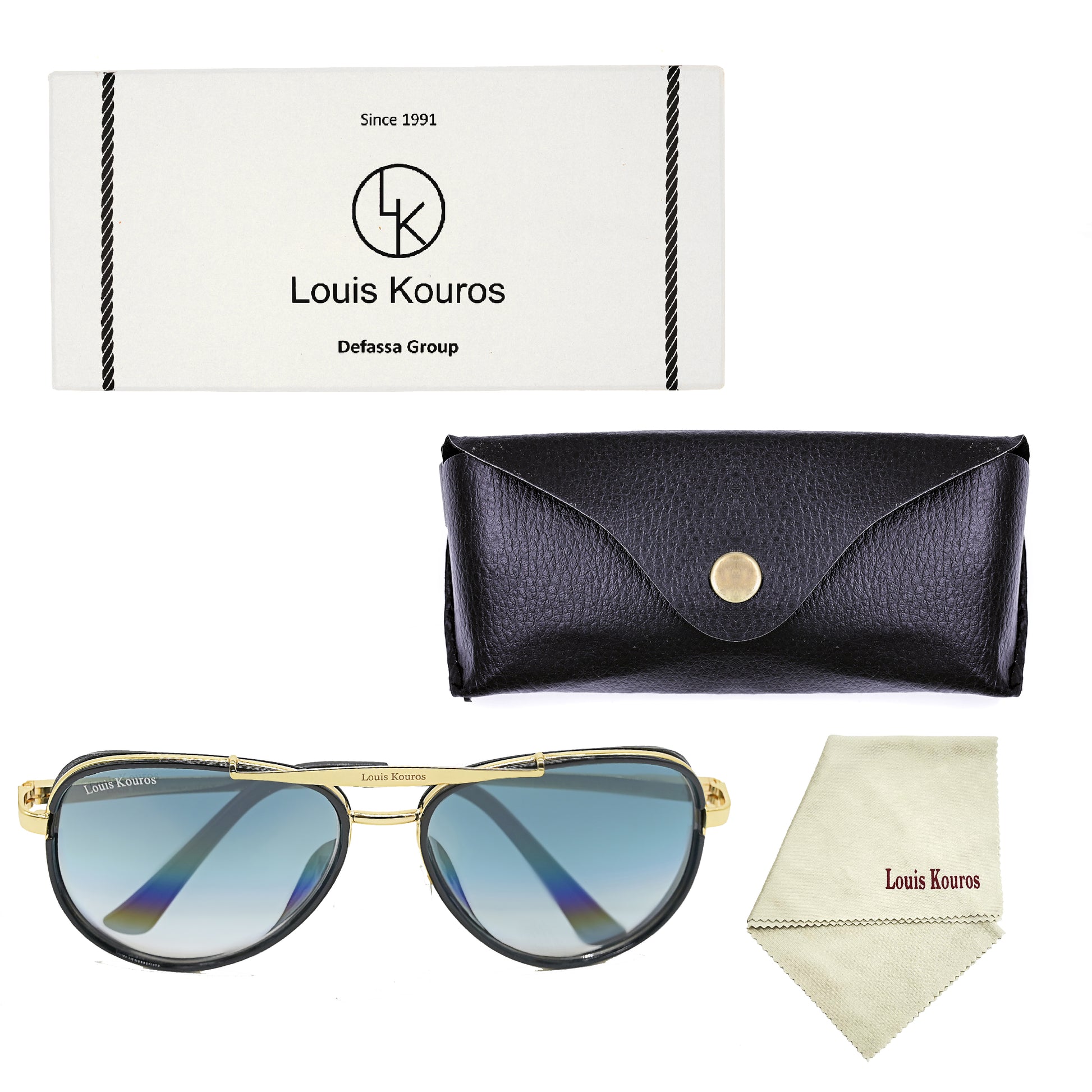 Blue Cherokee Aviator Sunglasses (SUN-LK-4414-BLU2GLD-M)