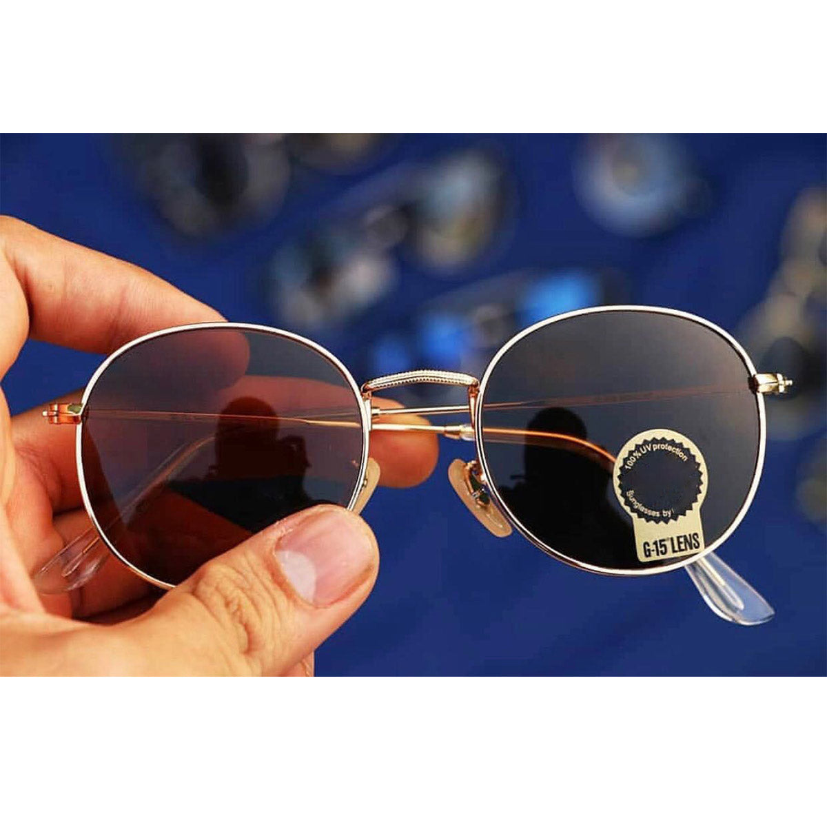 Brown Nubelight Round Sunglasses (SUN-RN-3447-BRN1GLD-M)