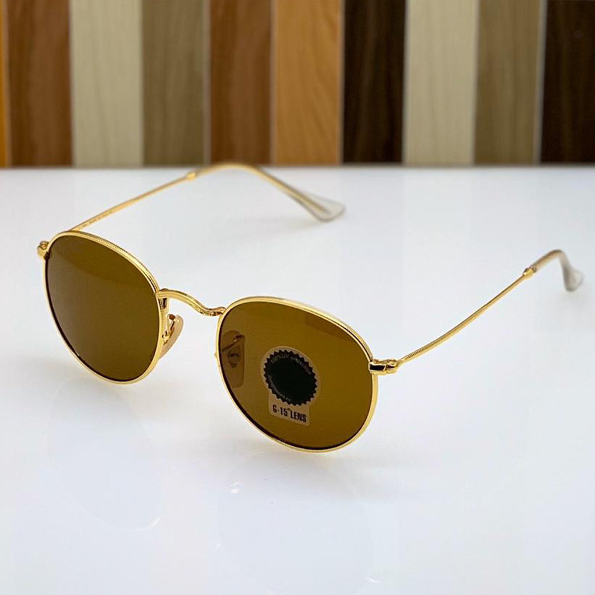 Brown Nubelight Round Sunglasses (SUN-RN-3447-BRN1GLD-M) SWASTIK CREATIONS The Trend Point