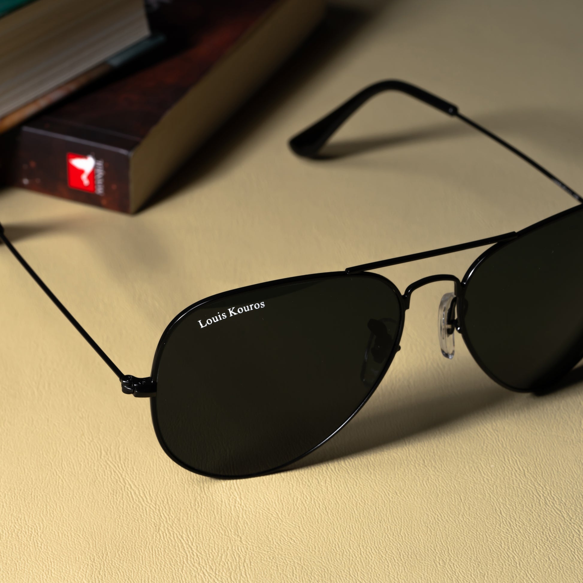 Black Armstoner Aviator Sunglasses (SUN-LK-3026-BLK1BLK-M)