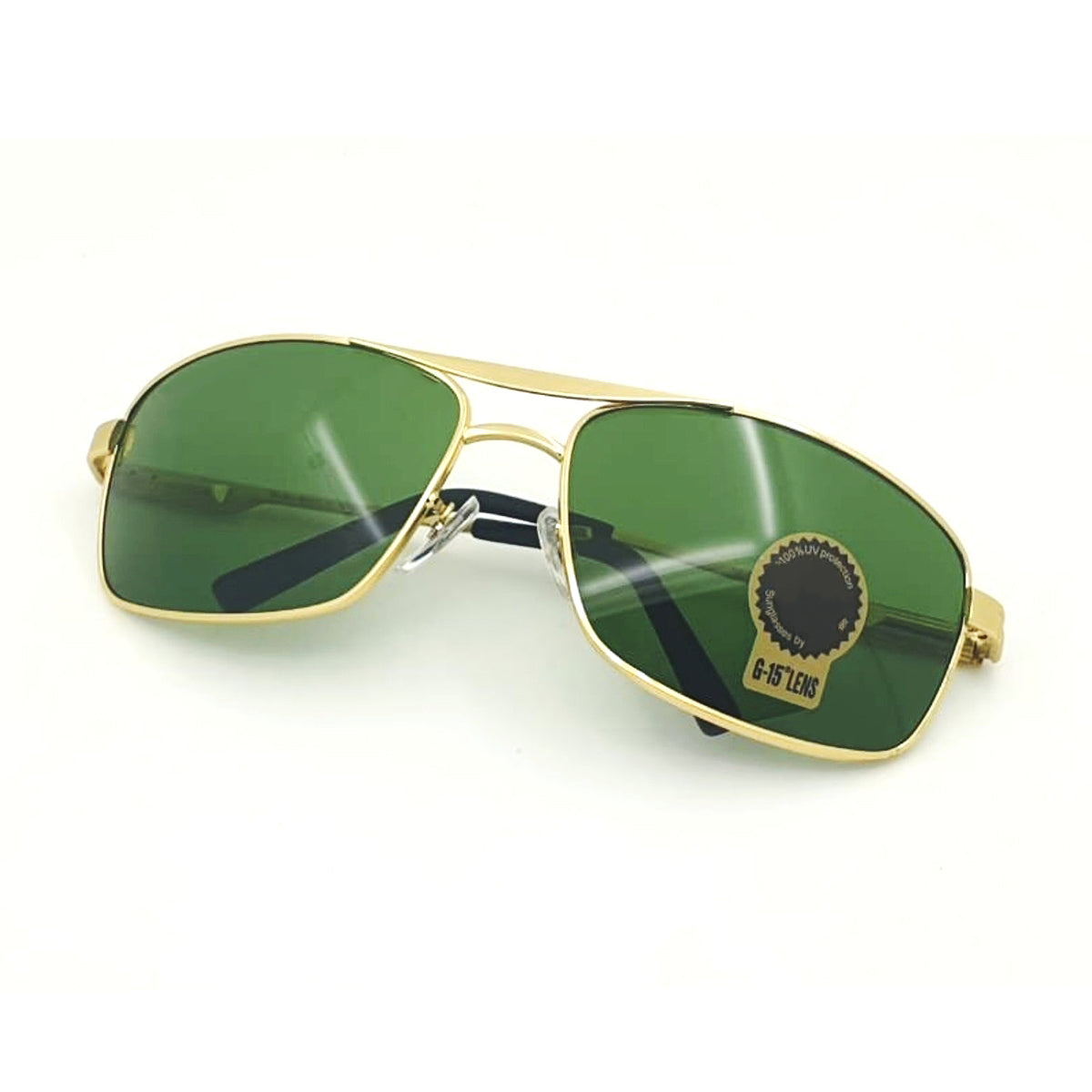 Green LOOKAS Square Sunglasses (SUN-RN-3516-GRN1GLD-M) SWASTIK CREATIONS The Trend Point