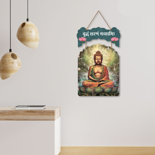 Swastik Trend Point Decorative Wooden Buddha Wall Hanging || Digitally Printed Wall Hanging Art Decoration Item For Home Pooja Room Decoration Living Room and Office SWASTIK CREATIONS The Trend Point