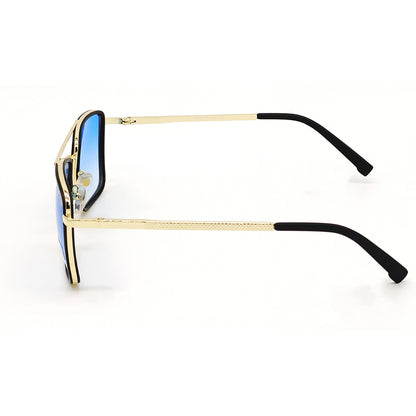 Blue HUMBLEE Square Sunglasses (SUN-LC-0652-BLU2GLD-MEDIUM) - SWASTIK CREATIONS The Trend Point