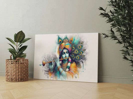 CH-RK-LDP6 Radha Krishna Canvas Paintings For Wall Decoration For Living Room Bedroom Home Office & Hotels