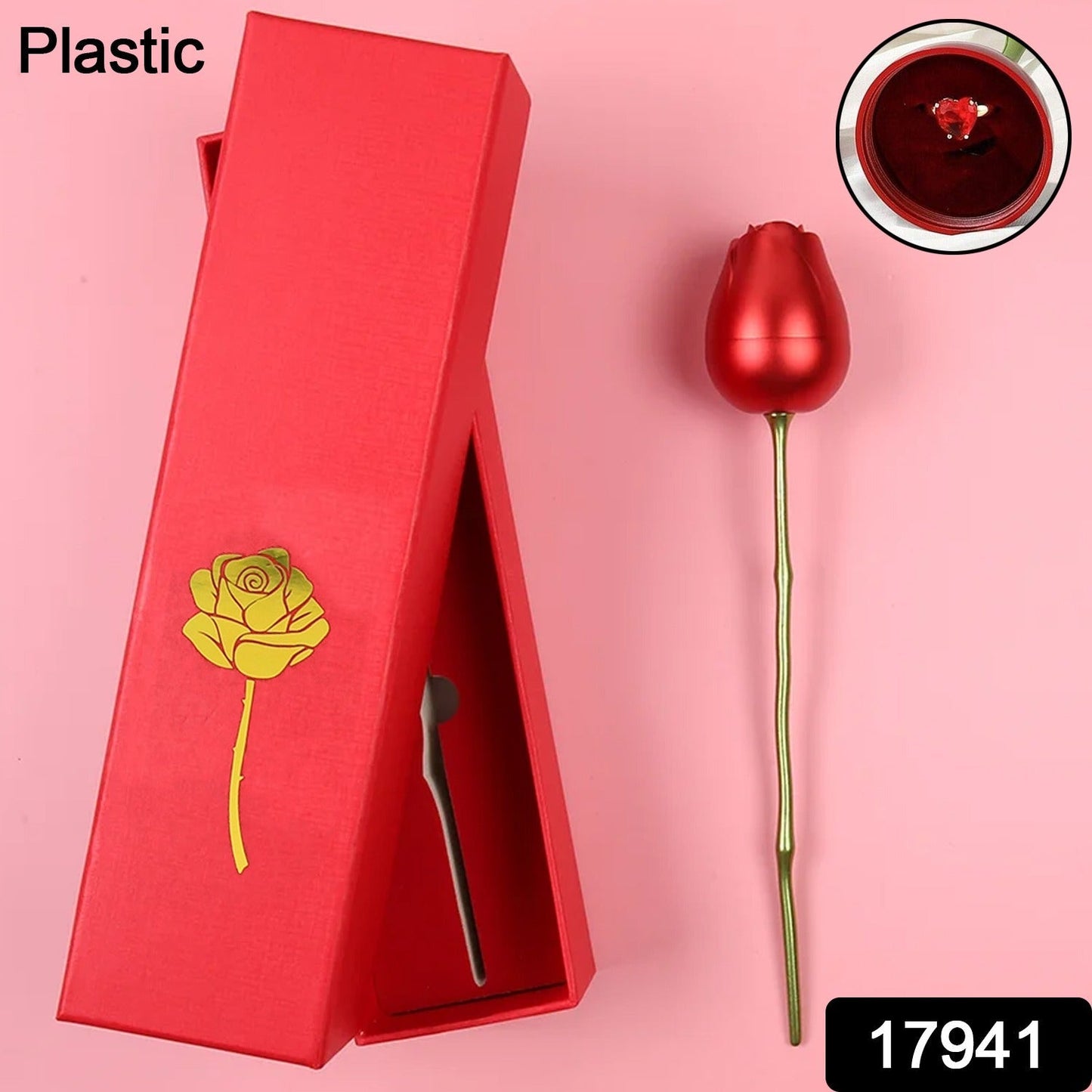 Plastic Red Rose Couple Rings Box-Fancy Rings Box (No Rings Included / 1 pc) SWASTIK CREATIONS The Trend Point