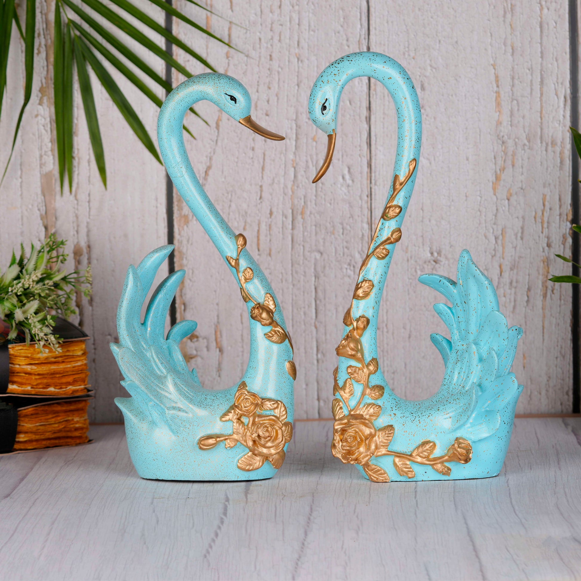 Swastik Creations Polyresin Swan Pair Figurine Big size- Ideal for Indoor/Outdoor Decor a Item,Home Decor,Table Decor,Decoration Ornament