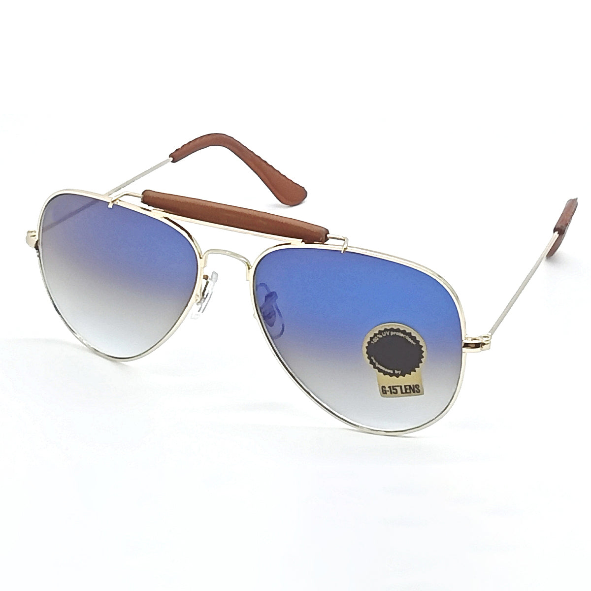 Blue Novaper Aviator Sunglasses (SUN-RN-3422-BLU2GLD-M) SWASTIK CREATIONS The Trend Point