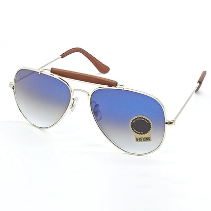 Blue Novaper Aviator Sunglasses (SUN-RN-3422-BLU2GLD-M)