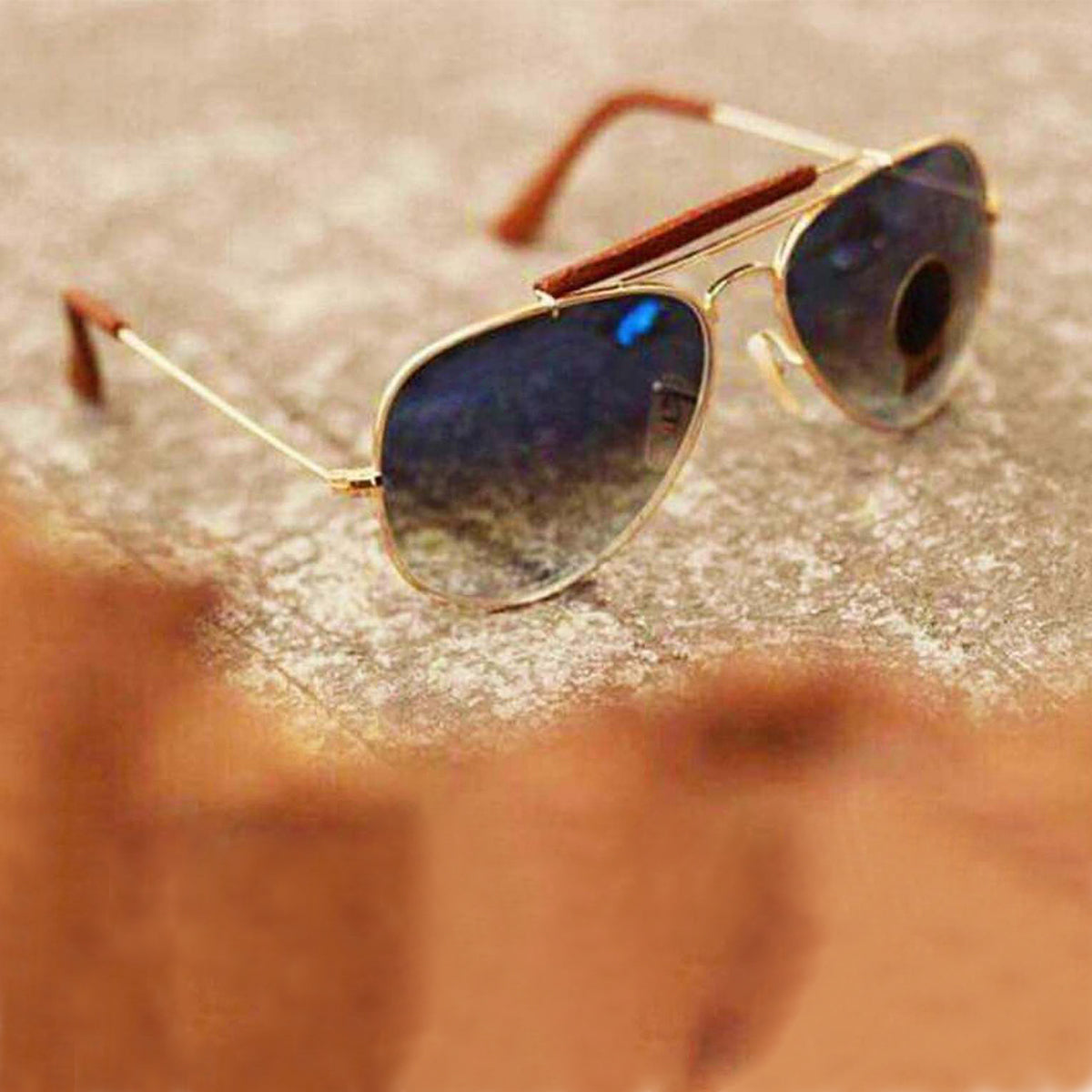 Blue Novaper Aviator Sunglasses (SUN-RN-3422-BLU2GLD-M) SWASTIK CREATIONS The Trend Point