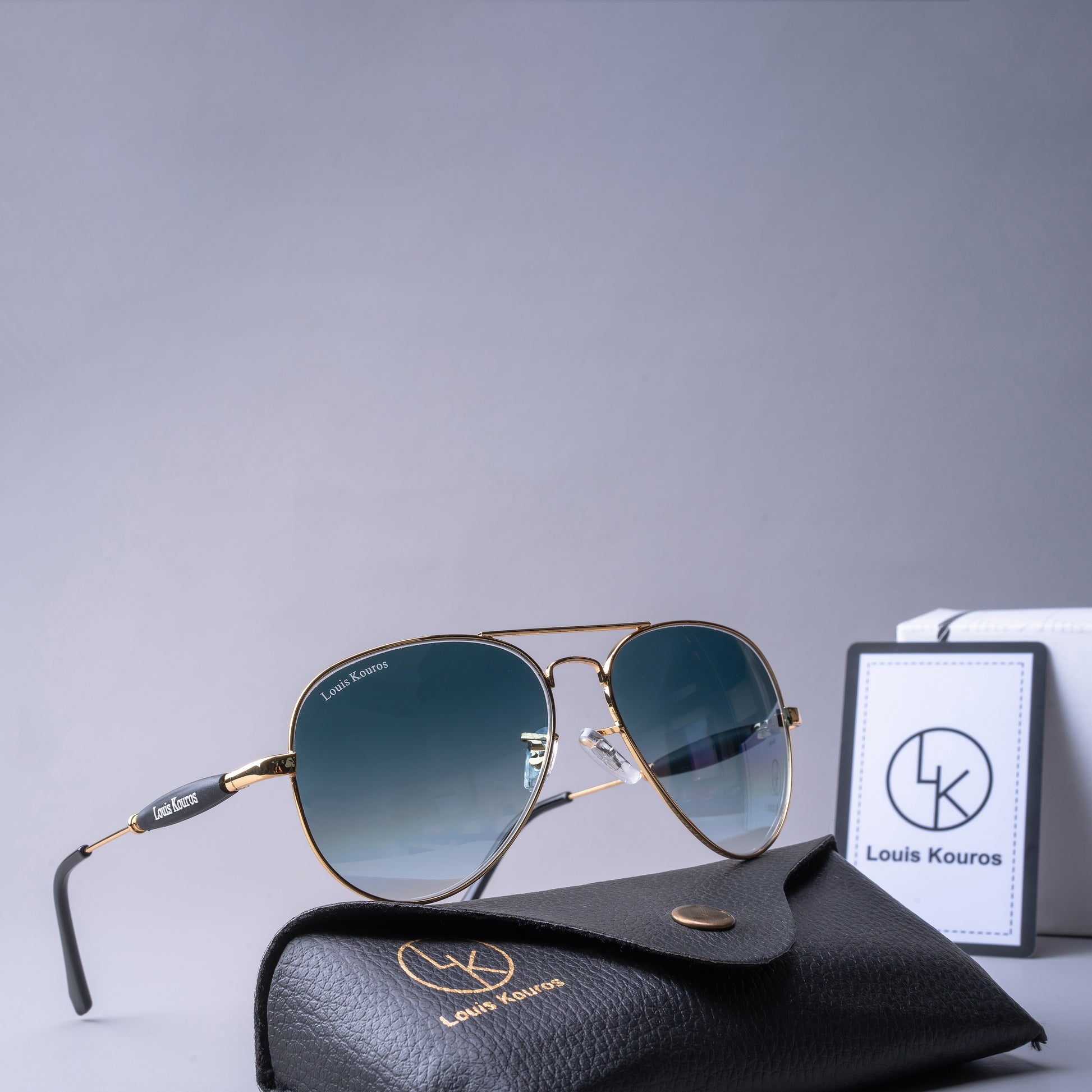 Blue Airomade Aviator Sunglasses (SUN-LK-3517-BLU2GLD-M)