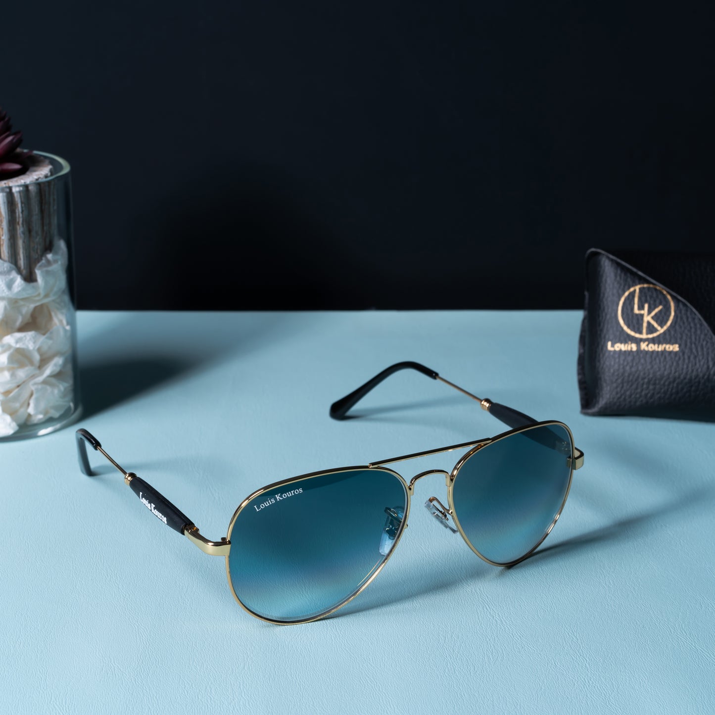 Blue Airomade Aviator Sunglasses (SUN-LK-3517-BLU2GLD-M) SWASTIK CREATIONS The Trend Point