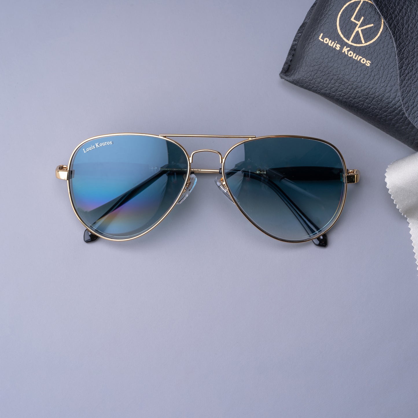 Blue Airomade Aviator Sunglasses (SUN-LK-3517-BLU2GLD-M) SWASTIK CREATIONS The Trend Point