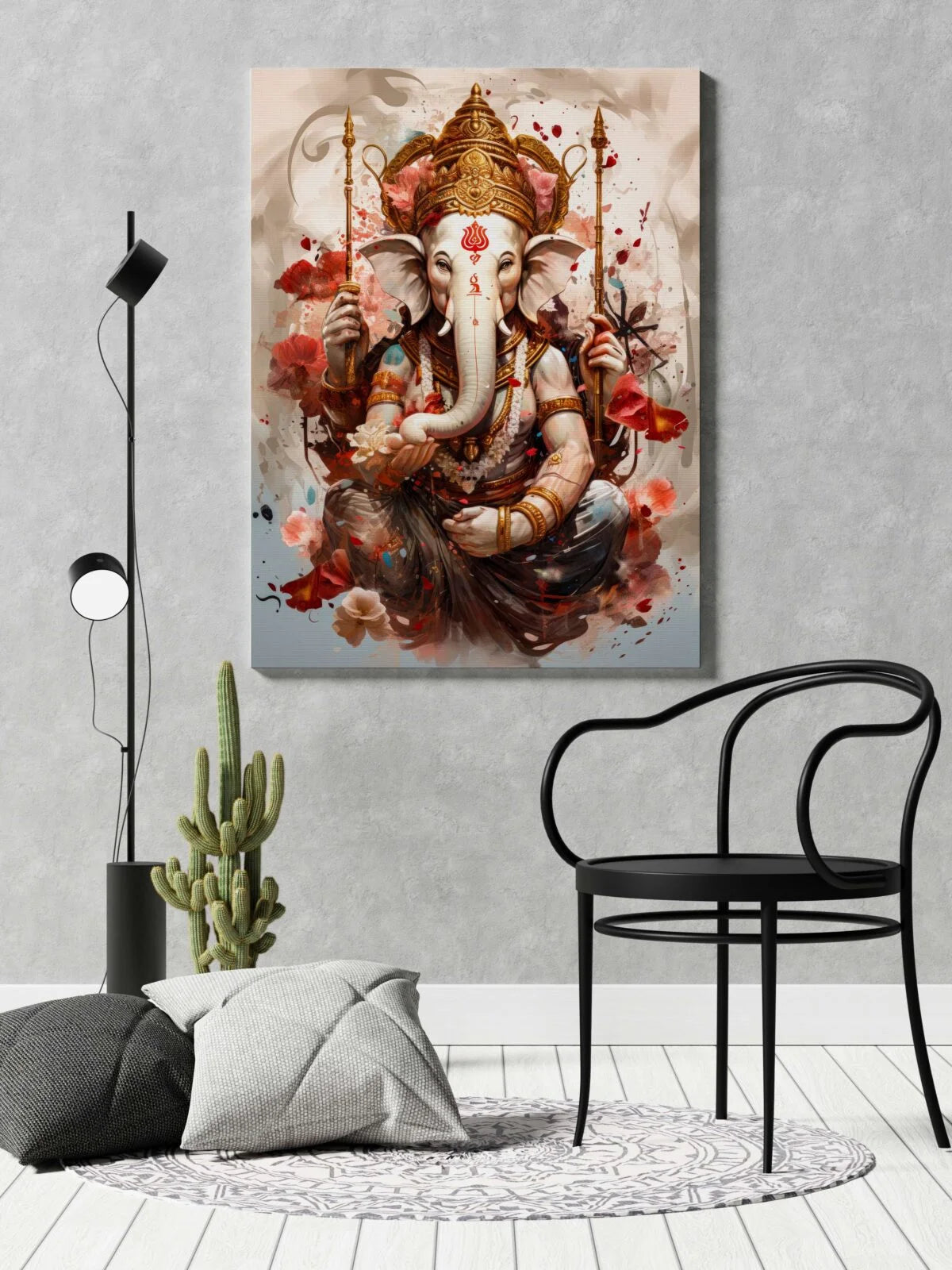 CH-GN4 Lord Ganesh Canvas Paintings For Wall Decoration For Living Room Bedroom Home Office & Hotels SWASTIK CREATIONS The Trend Point