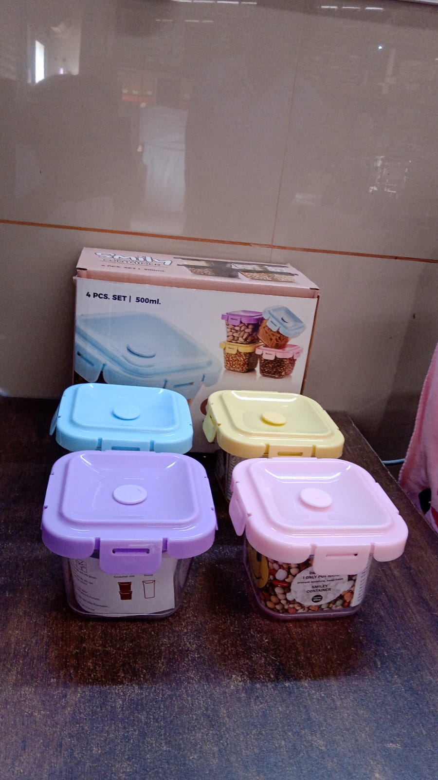 Plastic Food Storage Containers with Lid (4 Pcs Set / 500 ML) SWASTIK CREATIONS The Trend Point